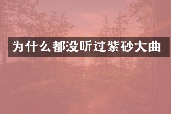 为什么都没听过紫砂大曲