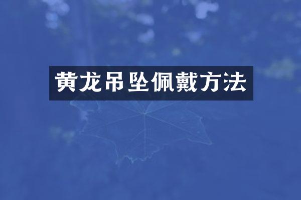 黄龙吊坠佩戴方法