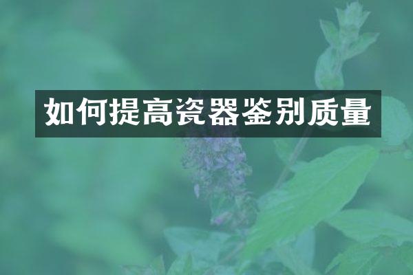 如何提高瓷器鉴别质量