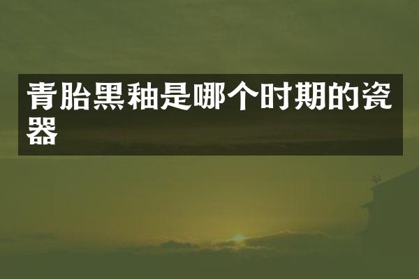 青胎黑釉是哪个时期的瓷器