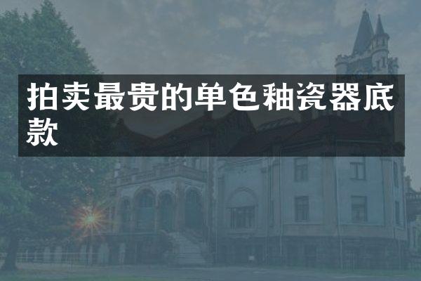拍卖最贵的单色釉瓷器底款
