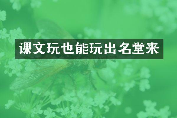 课文玩也能玩出名堂来