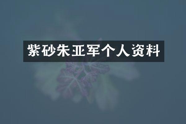 紫砂朱亚军个人资料