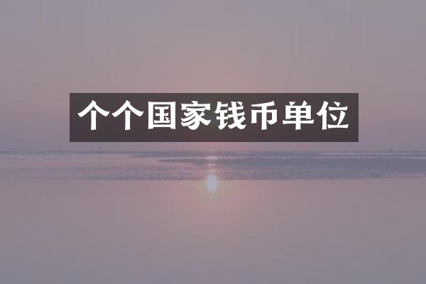 个个国家钱币单位