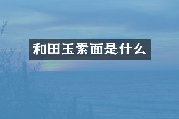 和田玉素面是什么