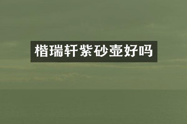 楷瑞轩紫砂壶好吗