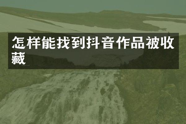 怎样能找到抖音作品被收藏