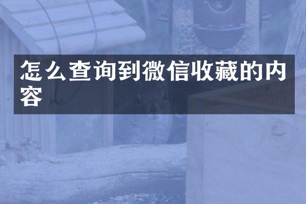 怎么查询到微信收藏的内容