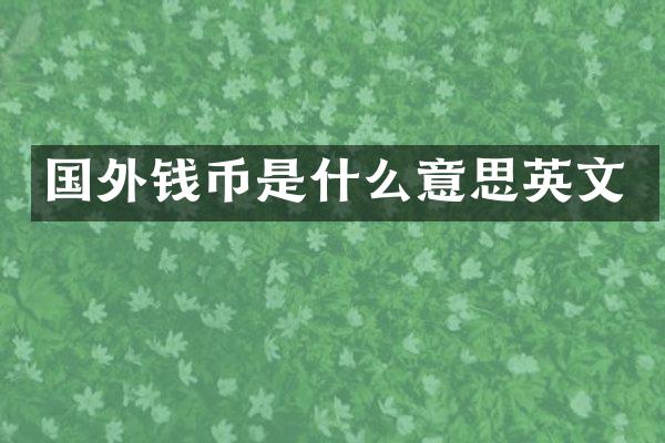 国外钱币是什么意思英文