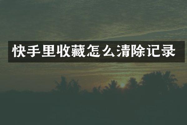 快手里收藏怎么清除记录