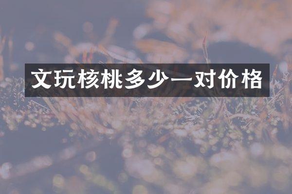 文玩核桃多少一对价格