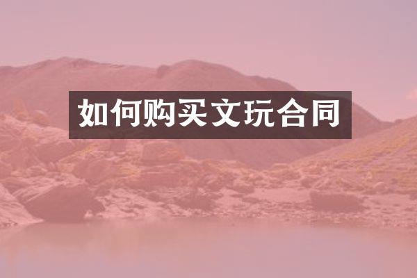如何购买文玩合同