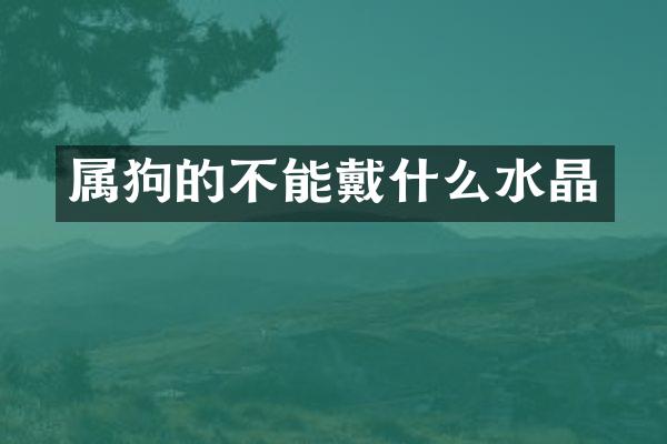属狗的不能戴什么水晶