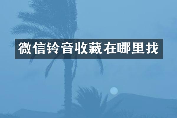 微信铃音收藏在哪里找