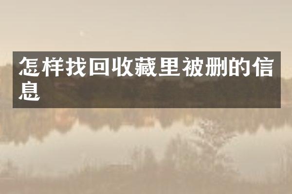 怎样找回收藏里被删的信息