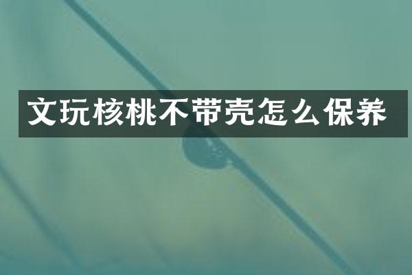 文玩核桃不带壳怎么保养