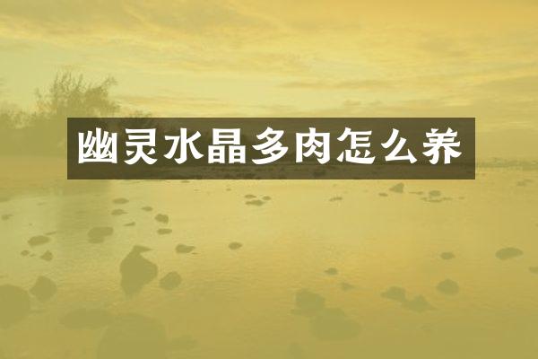 幽灵水晶多肉怎么养