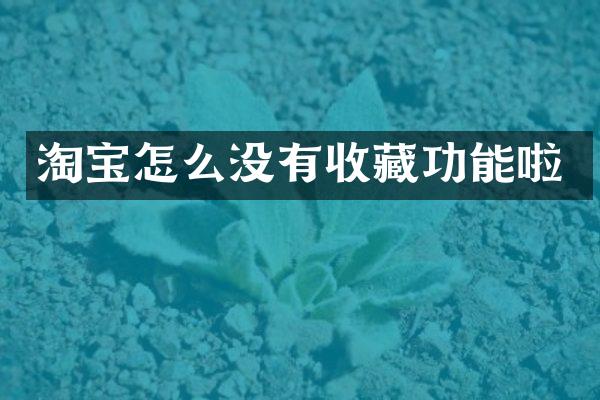 淘宝怎么没有收藏功能啦