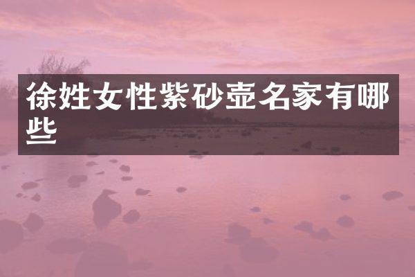 徐姓女性紫砂壶名家有哪些