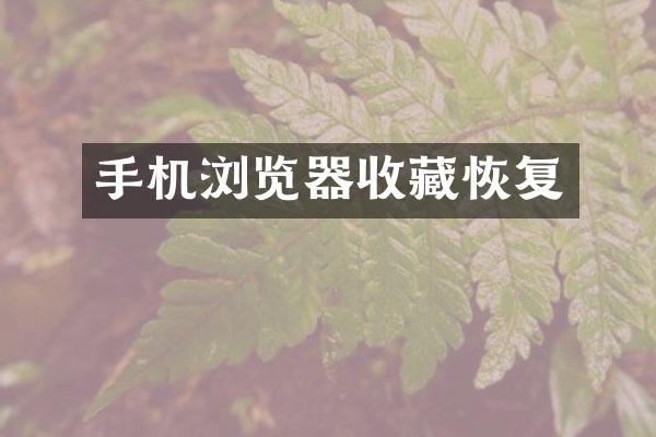 手机浏览器收藏恢复