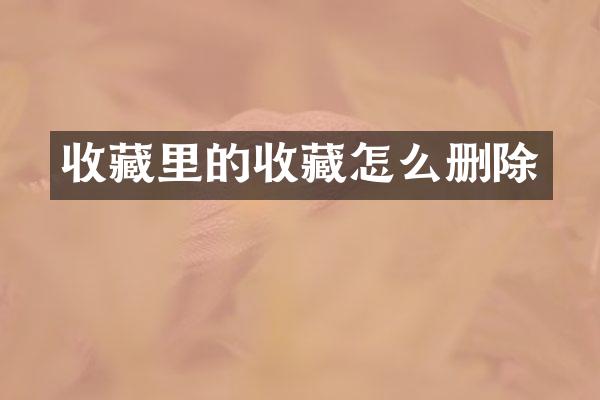 收藏里的收藏怎么删除