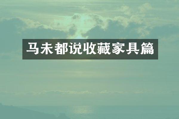 马未都说收藏家具篇
