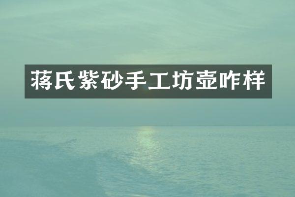 蒋氏紫砂手工坊壶咋样