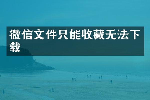 微信文件只能收藏无法下载