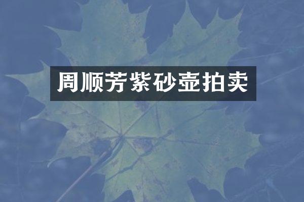 周顺芳紫砂壶拍卖