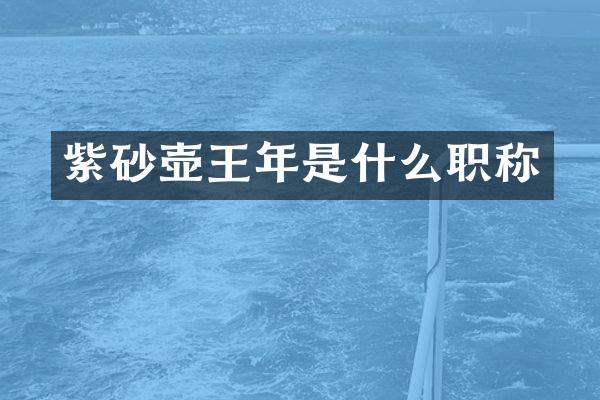 紫砂壶王年是什么职称