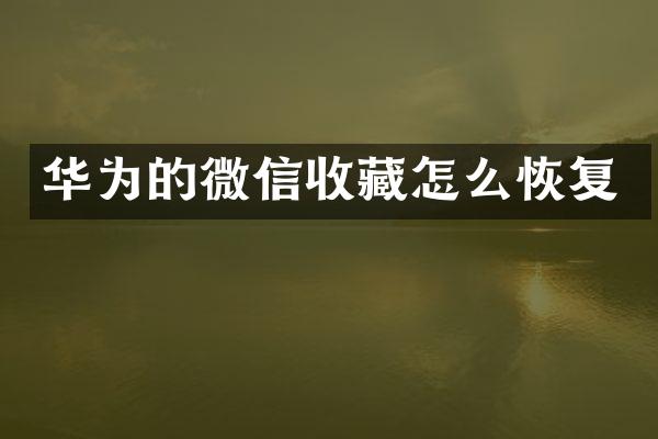 华为的微信收藏怎么恢复
