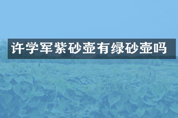 许学军紫砂壶有绿砂壶吗