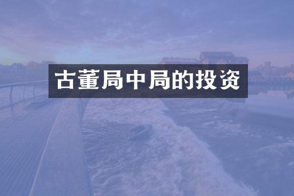 古董局中局的投资