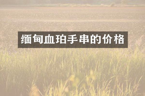 缅甸血珀手串的价格