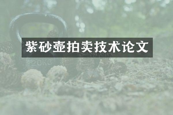 紫砂壶拍卖技术论文