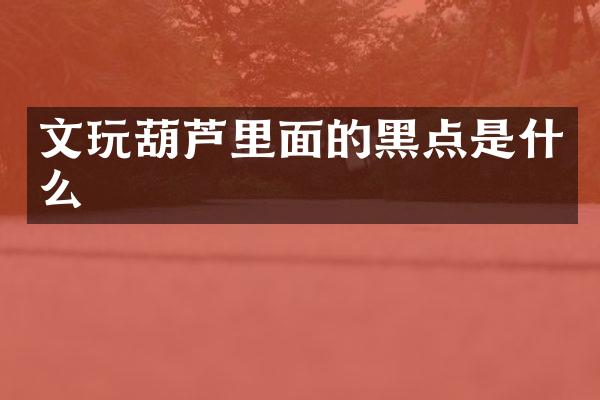 文玩葫芦里面的黑点是什么