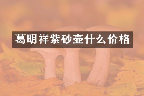 葛明祥紫砂壶什么价格