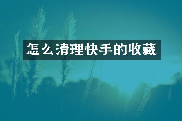 怎么清理快手的收藏