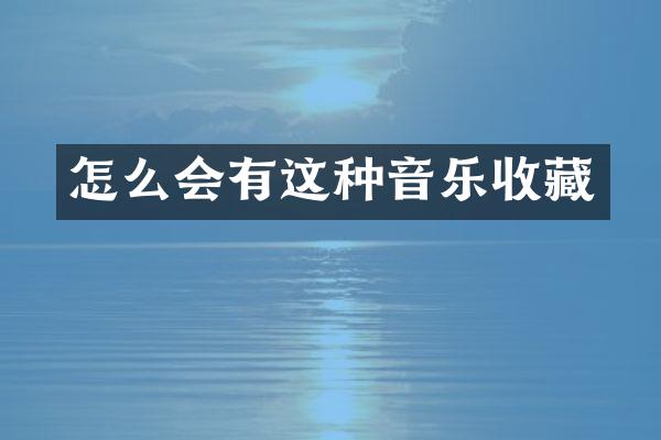怎么会有这种音乐收藏