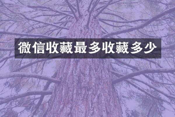 微信收藏最多收藏多少