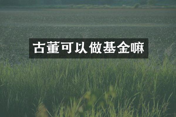 古董可以做基金嘛