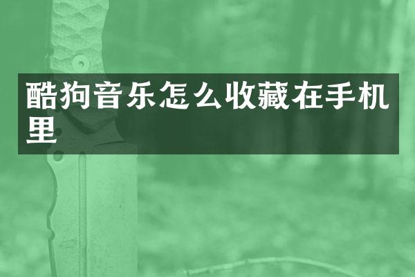 酷狗音乐怎么收藏在手机里
