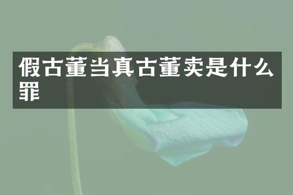 假古董当真古董卖是什么罪