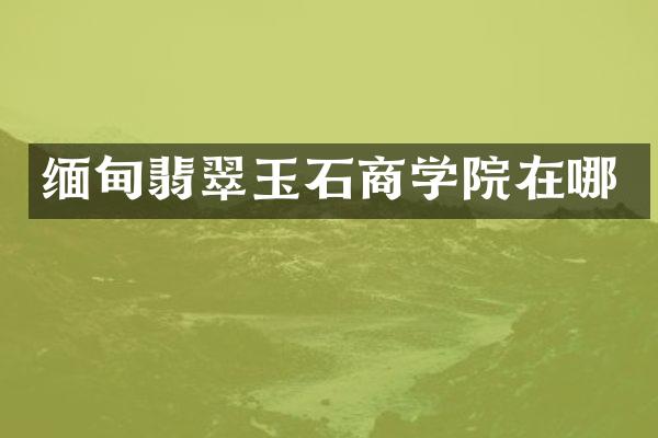 缅甸翡翠玉石商学院在哪