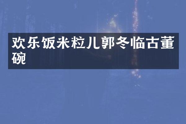 欢乐饭米粒儿郭冬临古董碗
