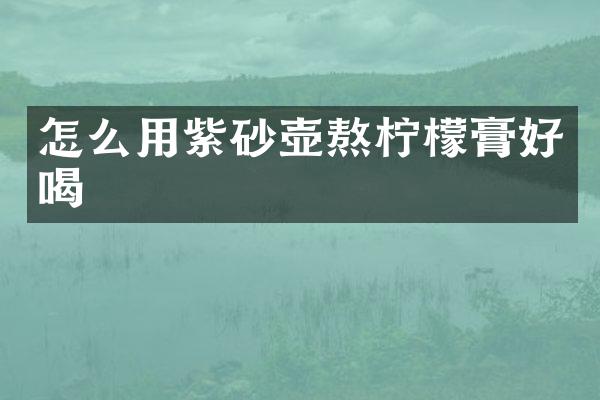 怎么用紫砂壶熬柠檬膏好喝