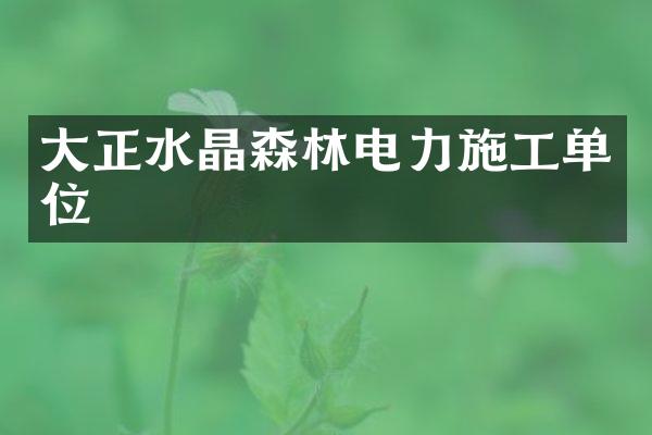 大正水晶森林电力施工单位
