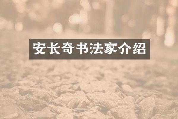 安长奇书法家介绍