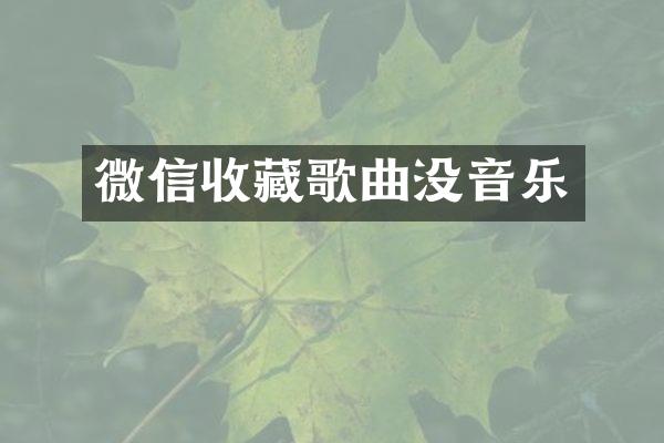 微信收藏歌曲没音乐