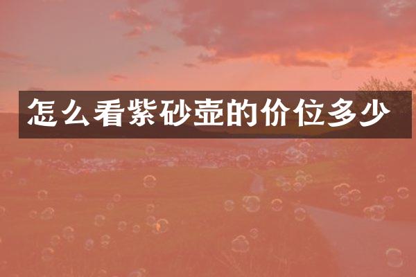 怎么看紫砂壶的价位多少